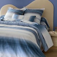 Taie de traversin percale de coton dégradé rayé Bleu 86x240 cm