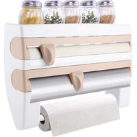 Dérouleur Mural Film Alimentaire pour Papier Essuie Dérouleur Mural Parat Plus ComfortLine Dérouleur Cuisine Derouleur Film Alimentaire Mural Derouleur Mural Rangement Essuie Tout,Kaki