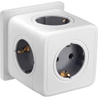 Socket Cube - 5-Way Power Strip - Surge Protection - 3680 W - Compatible With German Standard Sockets - White - 1 Unit