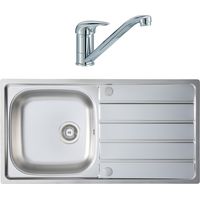 Homestyle KD100L Kitchen Sink 1.0 Kona Reversible Drainer Stainless Steel & Tap