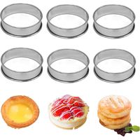 Lntyq Lot de 6 anneaux à crumpet, 10 mm, en acier inoxydable 304, pour mousse, œuf au plat, muffin, tarte, pâtisserie (10 mm)