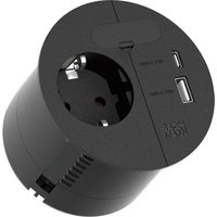 Bachmann Einbausteckdose für Arbeitsplatte Loop In Charge mit USB-C 22W Schnellladung und USB-A 18W, schwarz