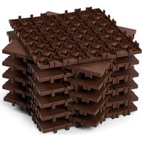 Jiubiaz Lot de 99 dalles de terrasse 30x30cm sol en plastique avec système d'encliquetage Pose Rapide Idéal Jardin, Balcon Brun (99 pcs/9 m²)