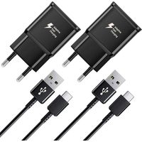 Chargeur rapide 2 pièces. câble de 1.2 m. compatible avec Samsung Galaxy S22 S21 S20 S8 S10 S9 Plus Note 7 8 9 10 A53 LG. HTC 2-pack/noir