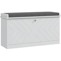 Banc à chaussures gain de place avec coussin et tiroir pliable pour 8 paires de chaussures, 80 x 26 x 44,5 cm, blanc