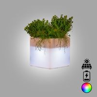 Vaso Cube Bright Led Multicolor Con Batteria E Solare in Polimero Monacis - Cm 40X40X40 H