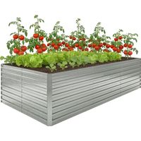 Jardinière extérieure - Outsunny - rectangulaire - avec bordure de sécurité et fond ouvert - 240 x 120 x 60 cm - gris argenté