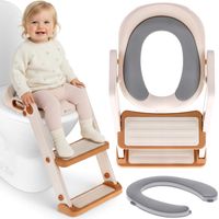 Abattant de toilettes pour enfant, plateforme avec échelle, siège souple, repose-pieds, blanc doré, Sun Baby