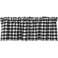 Fensterblende Vintage Karomuster Polyester Dekorative Stangentasche Blende für Küche KAESI-Good-Black White