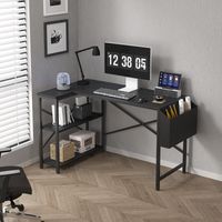 MCC direct L Shaped Corner Desk with Bookshelf Reversible Corner Desk For Home Office Study 100CM BLACK