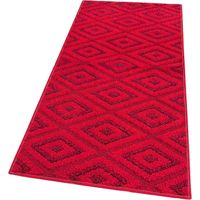 Tapis de Cuisine Doux Bordé Moderne Coureur Antidérapant Losanges 3D Bordeaux - 50X40 Cm