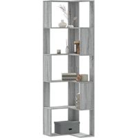 Vidaxl – Bibliothèque d'angle 5 niveaux – Bois d'ingénierie sonoma gris – Espace optimisé pour rangement – Idéale pour petits espaces