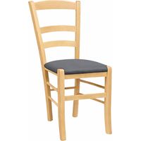 Chaise Paesana en bois naturel avec assise rembourrée anthracite