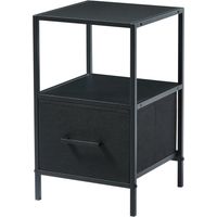 CASABEL Table de chevet noire en bois, métal, et tissu renforcé