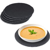 Plateau en ardoise, lot de 24, rond, Ø 25 cm, assiette de présentation, plat de service, étiquetage, anthracite