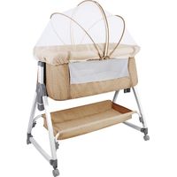 Cuna para Bebé Cuna Colecho Bebé Plegado Viaje portátil Altura regulable con Mosquitera colchón Cesta beige