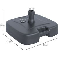 Base per ombrellone Outsunny, piedini per ombrellone da spiaggia, supporto per ombrellone da giardino, riempibile con 20 kg di acqua e 30 kg di sabbia, 46x45x26 cm, HDPE, nero.