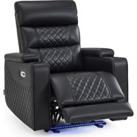 M MCombo Fernsehsessel Elektrisch Verstellbar, Zero-Gravity-Kinosessel mit Armlehnenstauraum & LED, Verstellbare Kopfstütze, Sessel mit schlaffunktion, 35D Vollschaum-Sitzkissen 7759 (Schwarz)