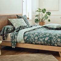 Parure de lit 3 pièces percale de coton végétal housse de couette + taies Vert 240x220 cm