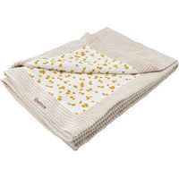 Wendedecke - DOMIVA - Savane - 75 x 100 cm - Baumwollgaze und gestreifter Samt