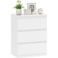 Kommode mit 3 Schubladen, für Wohnzimmer, Schlafzimmer, Flur, Spanplatte, Weiß