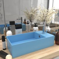 Lavabo à poser Lavabo Vasque salle de bain avec trop-plein Céramique Bleu clair