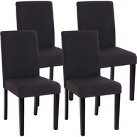 Juego de 4 sillas de comedor Littau, Textil, negro, patas oscuras