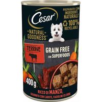 alimento umido per cani cesar "natural goodness" con manzo, carote, fagiolini ed erbe 400 gr
