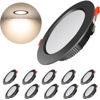 Confezione da 10 faretti LED da incasso neri extra piatti, 500LM 7W LED da incasso a soffitto rotondi = 50W a incandescenza, bianco naturale 4000K, CA 220-240V, IP44, faretto LED per interni per bagno
