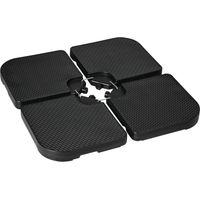 Base para Sombrilla de 4 Piezas Soporte para Parasol de HDPE Rellenable con Agua 59 kg o Arena 80 kg para Jardín Negro
