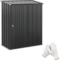 Étagère, étanche, avec étagères, avec porte, noir, 161,5 cm, 94,5 cm, 196 cm, pour jardin et terrasse, Abri de jardin Abri de jardin