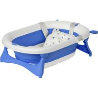 Bañera Plegable para Bebé Recién Nacido hasta 3 Años 81,5x50,5x23,5 cm con Tapón Termosensible Cojín y Almohadillas Antideslizantes