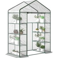 Serre 4 niveaux transparente 143x73x195 cm avec étagères et structure acier, abri pratique pour plantes et gain de place