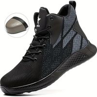 Sicherheits-Arbeitsschuhe mit Stahlkappe für Männer und Frauen – High-Top-Industrie-Sneaker, leicht, atmungsaktiv, pannensicher, Black-45