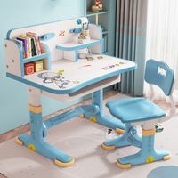 Bureau Enfant avec Hauteurs Réglables, Ensemble Table et Chaise Enfant, Enfants Table à Dessin Ergonomique avec Tiroir - 602 Space Blue