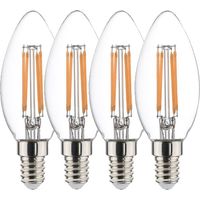 Ampolle a fiamma LED filamento chiaro 4,5W bianco caldo E14 confezione da 4 - Sylvania