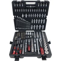 Kstools – Coffret de douilles 1/4'' 3/8'' 1/2'' – 216 pièces – Finition satinée – Chrome Vanadium – Coffret robuste en plastique