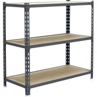 SimonRack Étagère Rangement, 900x1100x400 mm, 3 Niveaux en Boix, 200 kg Capacité de Charge et Point de Flexion, Étagère Garage, Gris/Bois - Maderclick