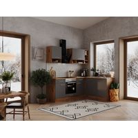 Küche Küchenzeile Leerblock Winkelküche Eiche Grau Hilde 220x172 cm Respekta