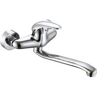 Grifo de Cocina Lirio Batería de Pared Latón Cromado Cartucho Cerámico 40mm DP GRIFERIA