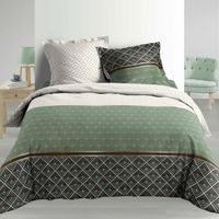 Douceur D'Intérieur – Parure de lit 3 pièces 260 x 240 cm – Percale 78 fils – Housse de couette et taies d'oreiller assorties – Finition boutons pressions