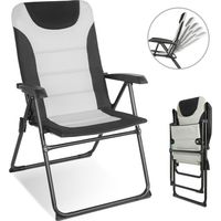 HOMECALL Campingstuhl Gartenstuhl Anglerstuhl Faltsessel Klappstuhl für Wohnwagen Outdoors 5 fach Verstellbarer Rückenlehne, Hochlehner mit Gepolsterter, bis 150kg-weiß/schwarz