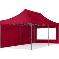 3x6m Pop Up Gazebo PREMIUM Steel 40 mm, incl. Sidewalls with Panorama Windows, red High Performance Polyester approx. 350g/m²