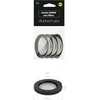 Pack 4 Juntas Negras Planas con Filtro – EPDM 70º + AISI 304 1/2" 3/4" Medidas Accesorios Fontanería: 1/2''