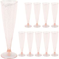 Lot de 10 flûtes à champagne en plastique à paillettes, verres à cocktail jetables-18x5.5cm-Rosy
