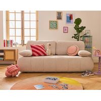 Harper - 3-sizter schlafsofa mit bettkasten aus strukturiertem stoff - beige
