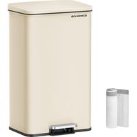 Songmics – Poubelle à pédale 40L en acier – Fermeture douce – Support de sac intégré – 15 sacs poubelle inclus – Beige – Dimensions 34,8 x 32,1 x 55,7 cm