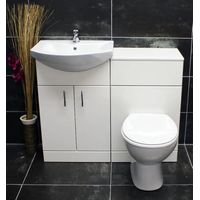 1050mm Bathroom Vanity Furniture Suite WC Unit Basin Toilet White Gloss, Luxury Toilet Pan-With Tap & Waste