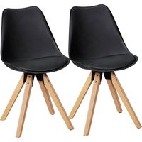 Lot de 2 chaises 49x52x87 cm en PU noir et pieds naturel - KRETI
