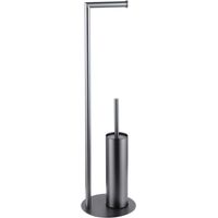 FugaFlow Eccelente Porte-rouleau de toilette indépendant avec brosse de toilette - Gunmetal PVD brossé